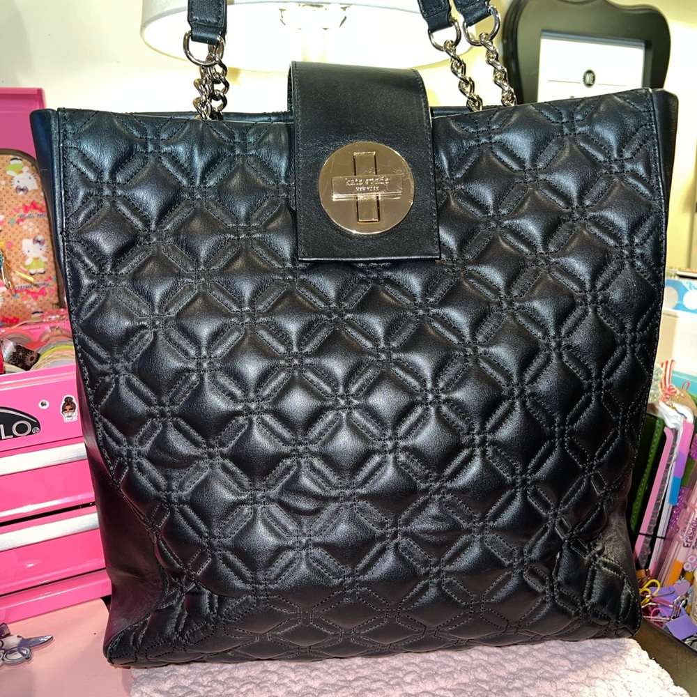 Kate Spade quilted black leather tote.